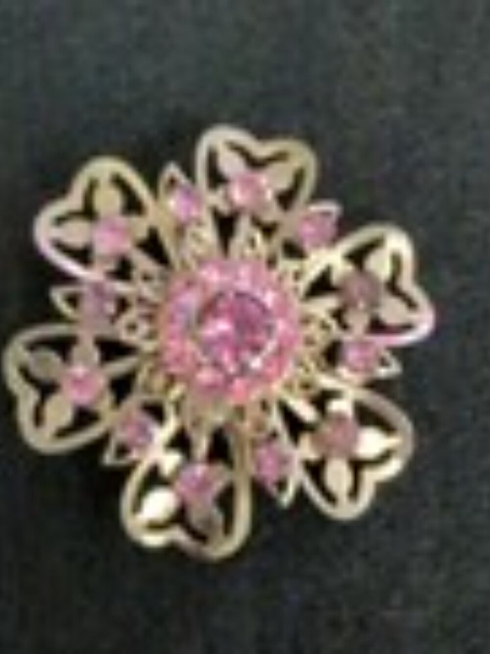 Vintage Pink Silver Jeweled Pin Broach